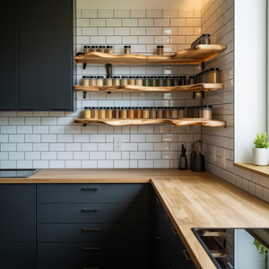 Farmhouse Wooden Spice Rack Shelf For Kitchen Decor