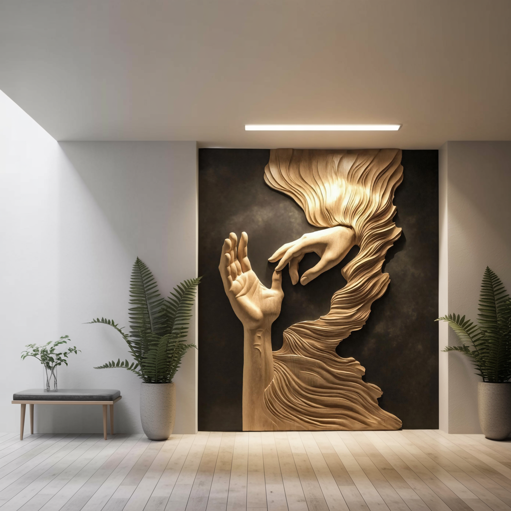 Mid Century Wood Wall Sculpture For Bedroom Accent Wall