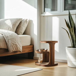 Handmade Pet Food Stand With Wooden Dog Bowl