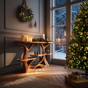 Farmhouse Solid Wood Console Table For Christmas Home Decoration