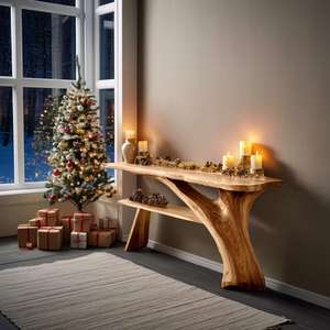 Rustic Live Edge Console Table For Christmas Furniture Entryway