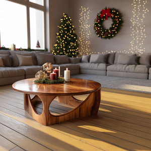 Rustic Solid Wood Low Coffee Table For Christmas Living Room Decor