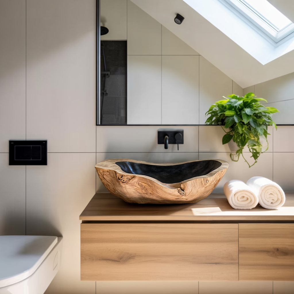 Handcrafted Wooden Vessel Sink For Bathroom Art Decor