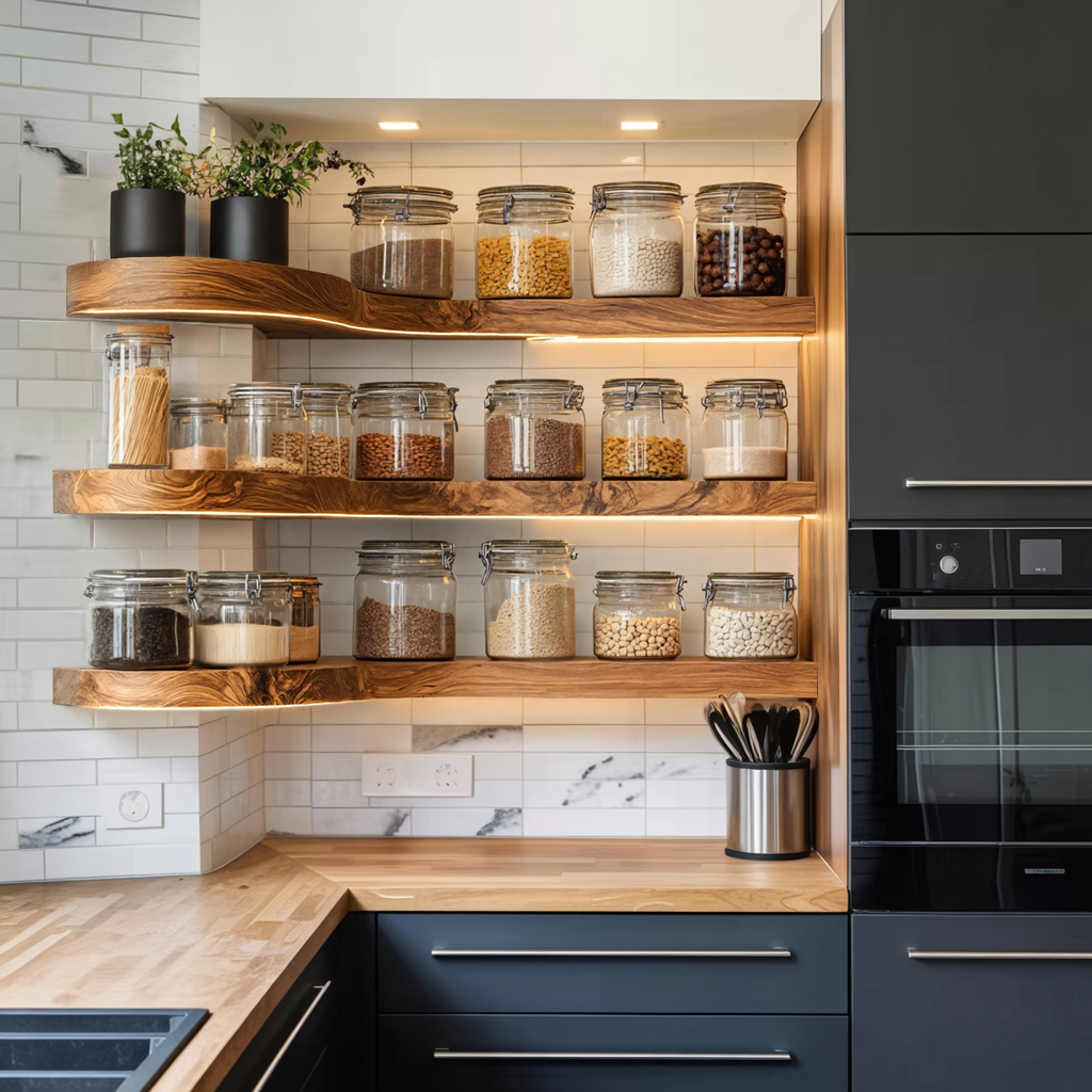 Mid Century Handmade Spice Storage For Kitchen Wall