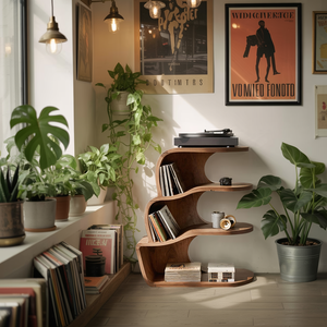 Farmhouse Wooden Record Player Cabinet For Entryway