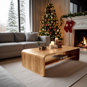 Mid Century Handcrafted Wooden Coffee Table For Christmas Entryway