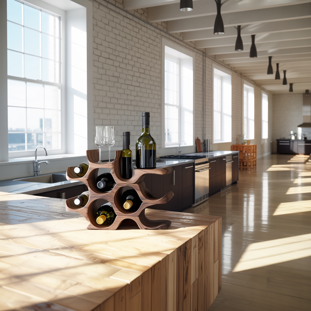 Rustic Wine Holder For Kitchen Shelf Country Look