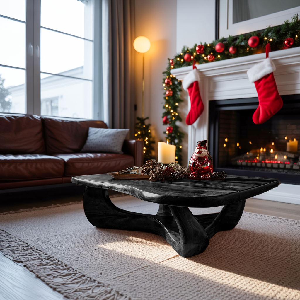 Rustic Wooden Live Edge Coffee Table For Holiday Home Furniture