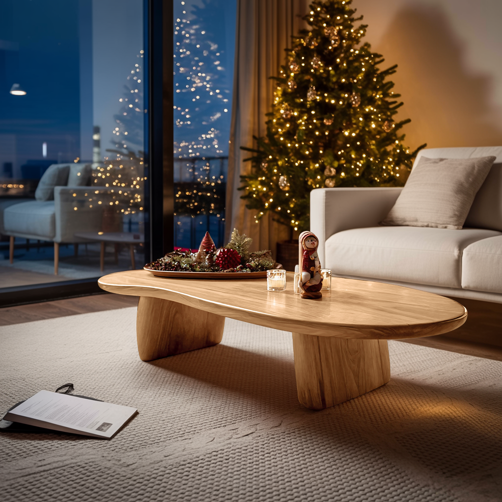 Rustic Solid Wood Coffee Table For Holiday Decoration