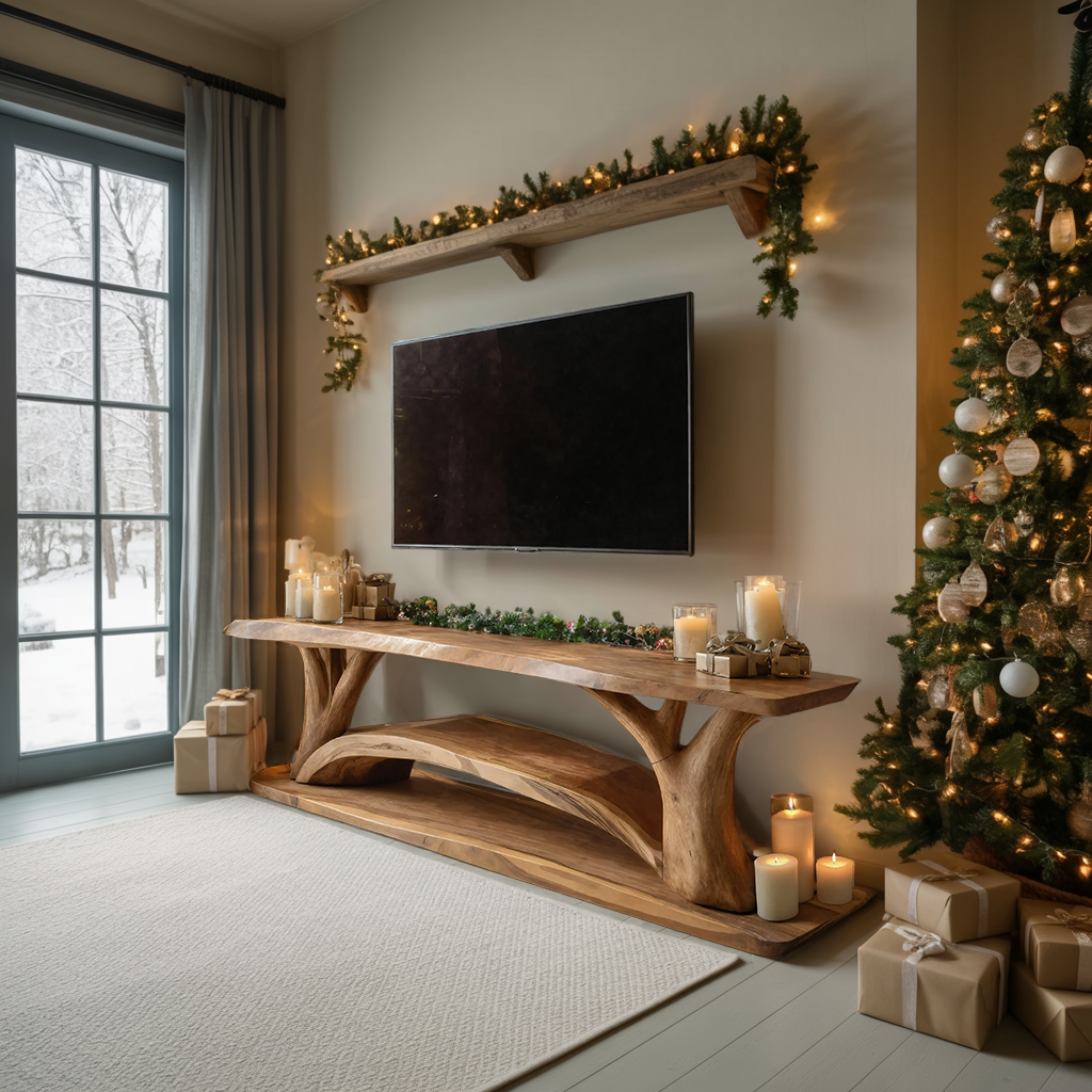 Farmhouse Solid Wood TV Console For Christmas Furniture Design