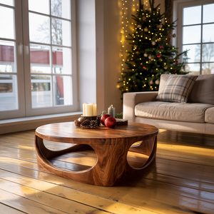 Handcrafted Wooden Coffee Table For Living Room Christmas Setup