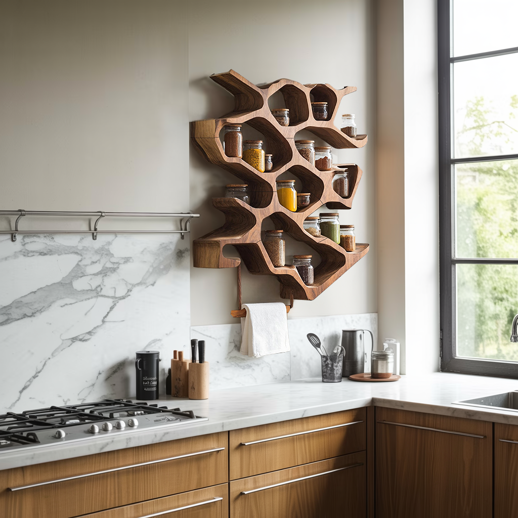 Rustic Entryway Design With Handcrafted Spice Cabinet