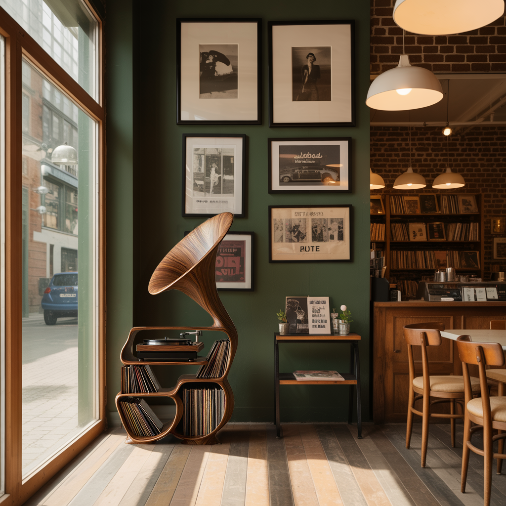 Mid Century Record Player Stand For Bedroom Decor