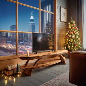 Modern Wooden Live Edge TV Console For Winter Living Room