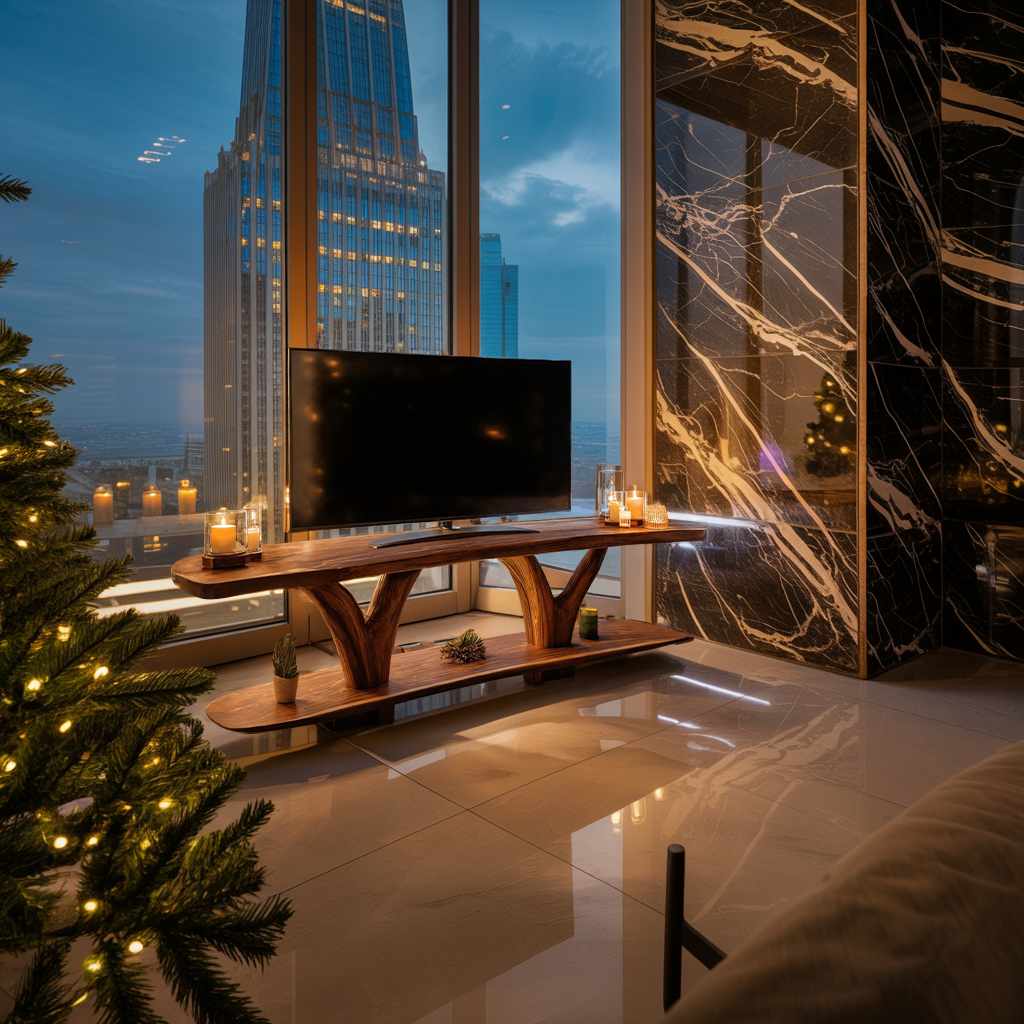 Farmhouse Solid Wood TV Console For Cozy Holiday Decoration