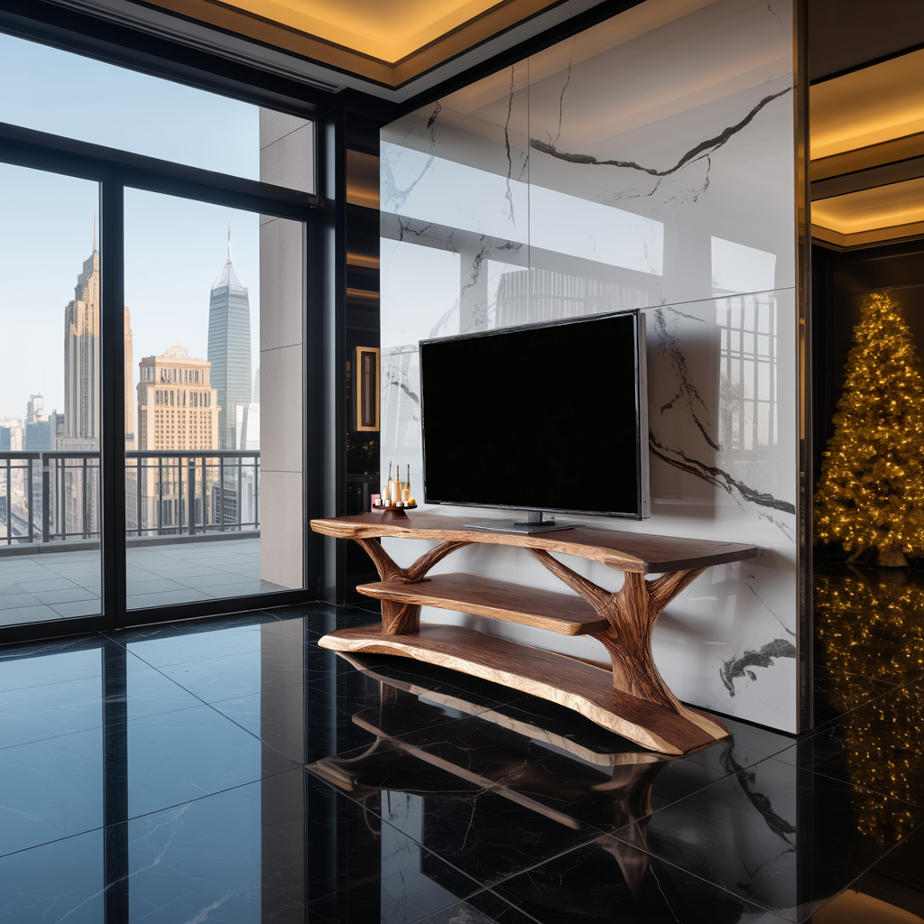 Modern Solid Wood TV Console For Festive Christmas Furniture