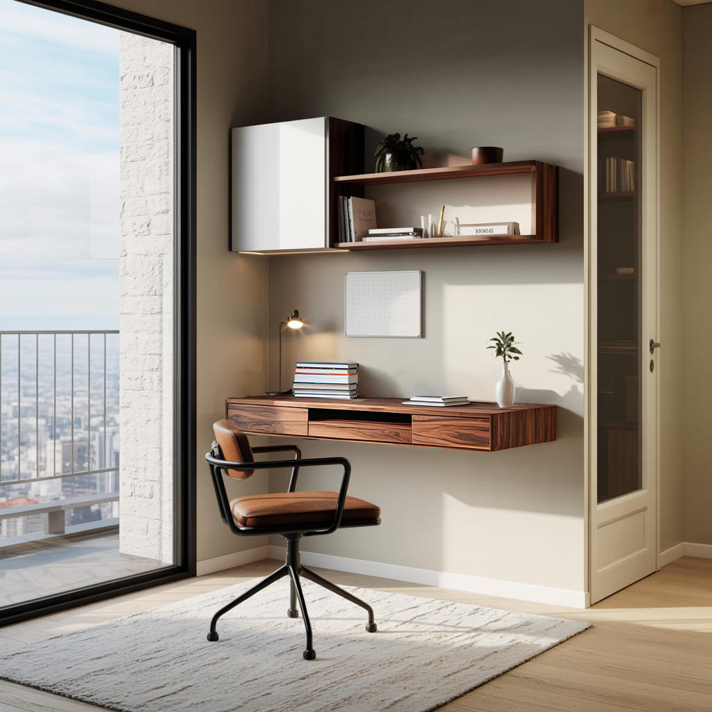 Floating Desk With Hidden Drawers For Home Office
