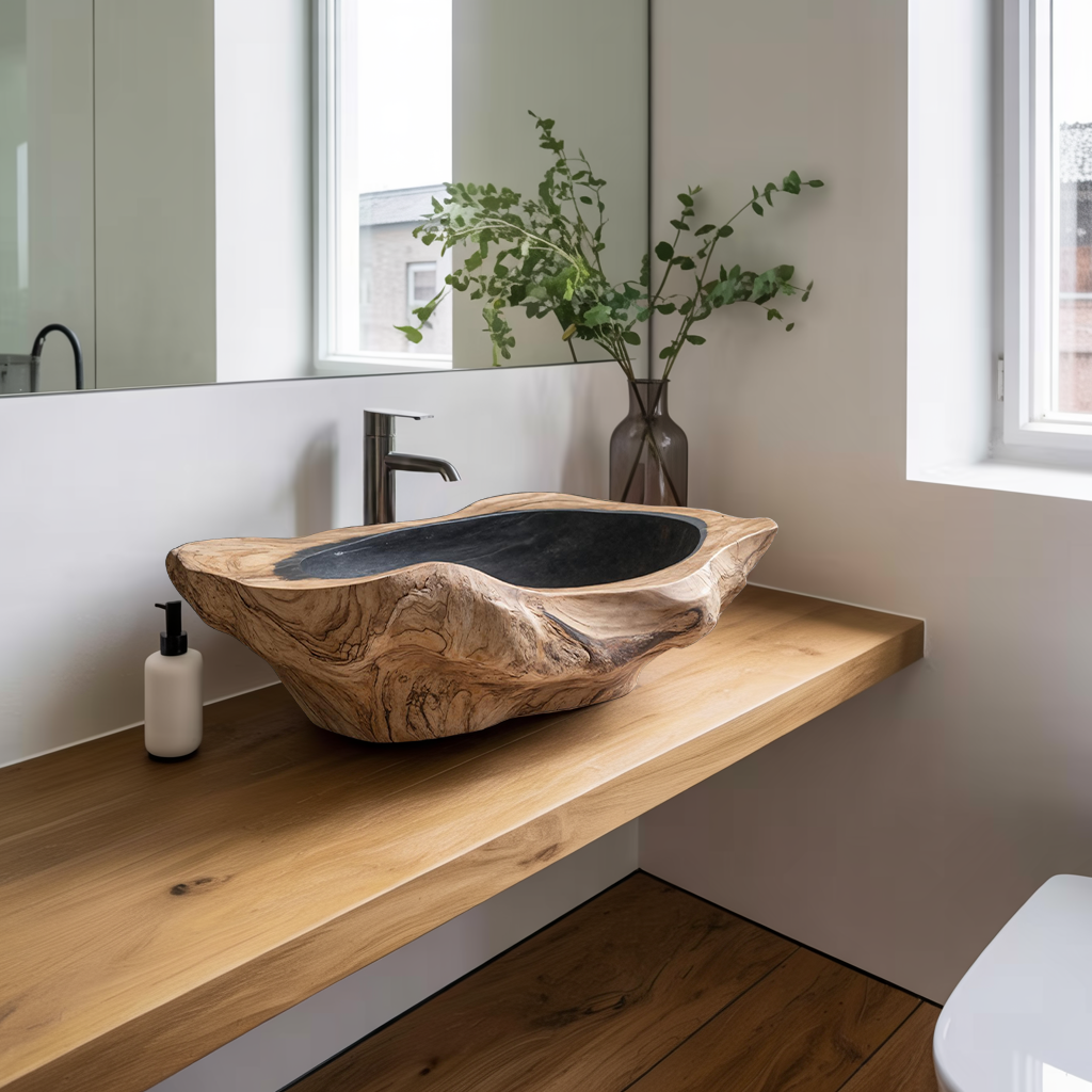 Handcrafted Solid Wood Sink For Bathroom Design Upgrade