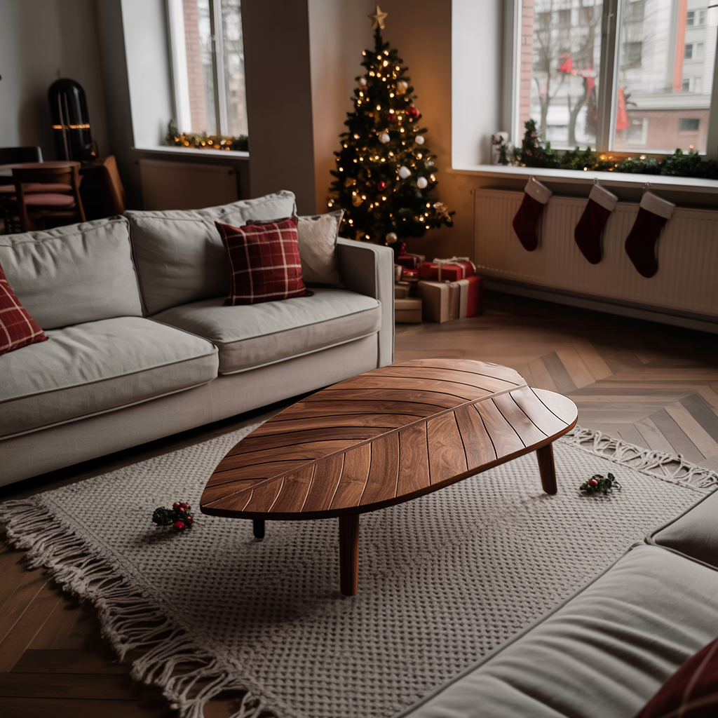Mid Century Solid Wood Coffee Table For Cozy Christmas Decoration
