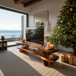 Farmhouse Solid Wood TV Console For Cozy Christmas Design