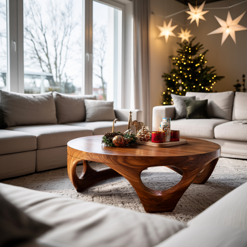 Rustic Wooden Coffee Table For Living Room Christmas Decoration