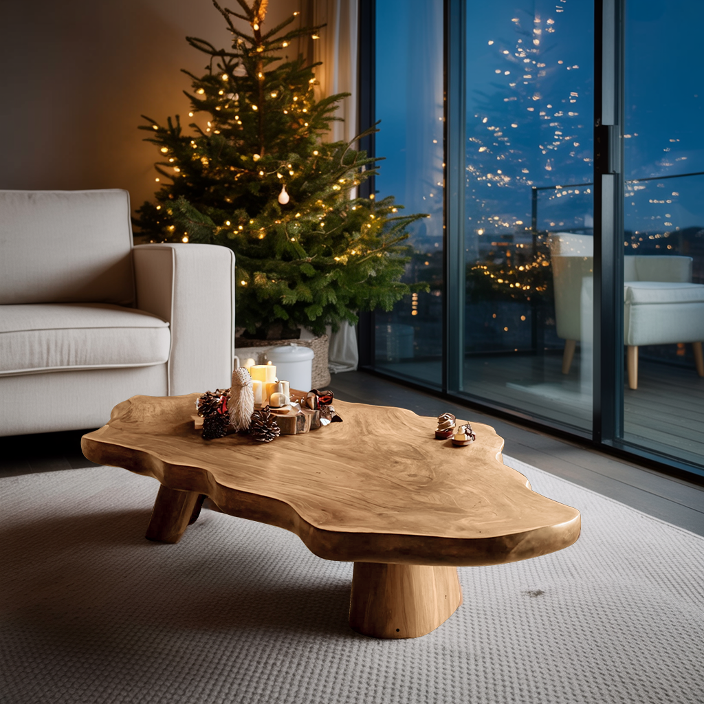 Mid Century Rustic Live Edge Coffee Table For Holiday Furniture