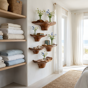Farmhouse Solid Wood Mushroom Shelf For Bedroom Interior Styling