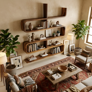Modern Natural Wood Display Shelf For Living Room Wall Decor