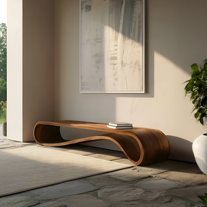 Modern Organic Curved Bench For Hallway Furniture Accent