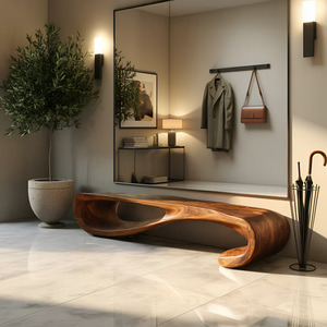 Modern Curved Entryway Bench For Hallway Accent