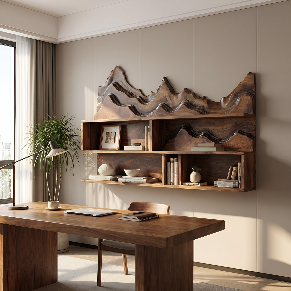 Minimalist Wooden Wall Mounted Bookshelf For Office Storage
