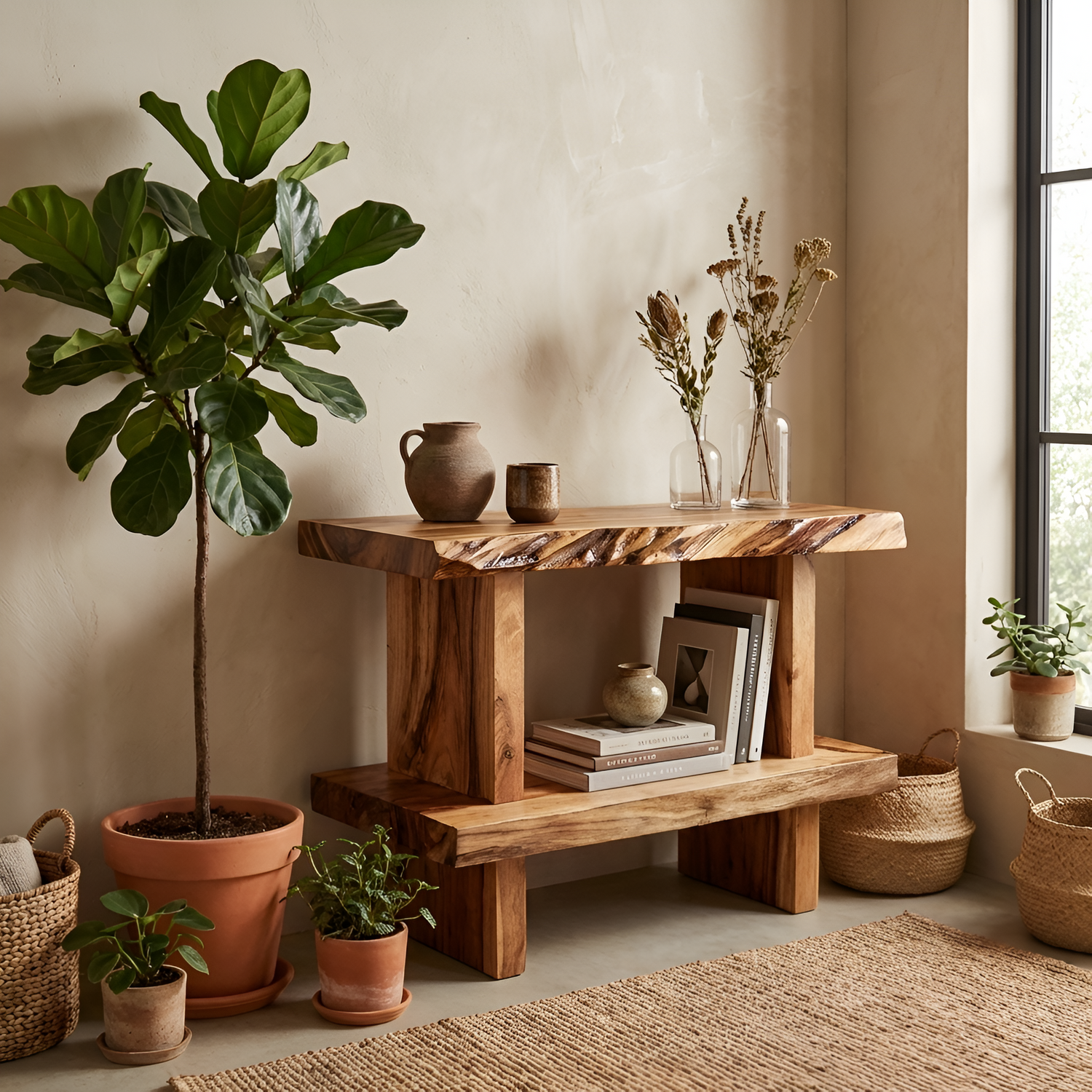 Artistic Large Display Shelf For Living Room Storage And Decor