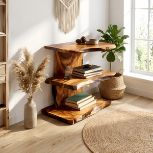 Farmhouse Wooden Live Edge Standing Shelf For Housewarming Gift Decor