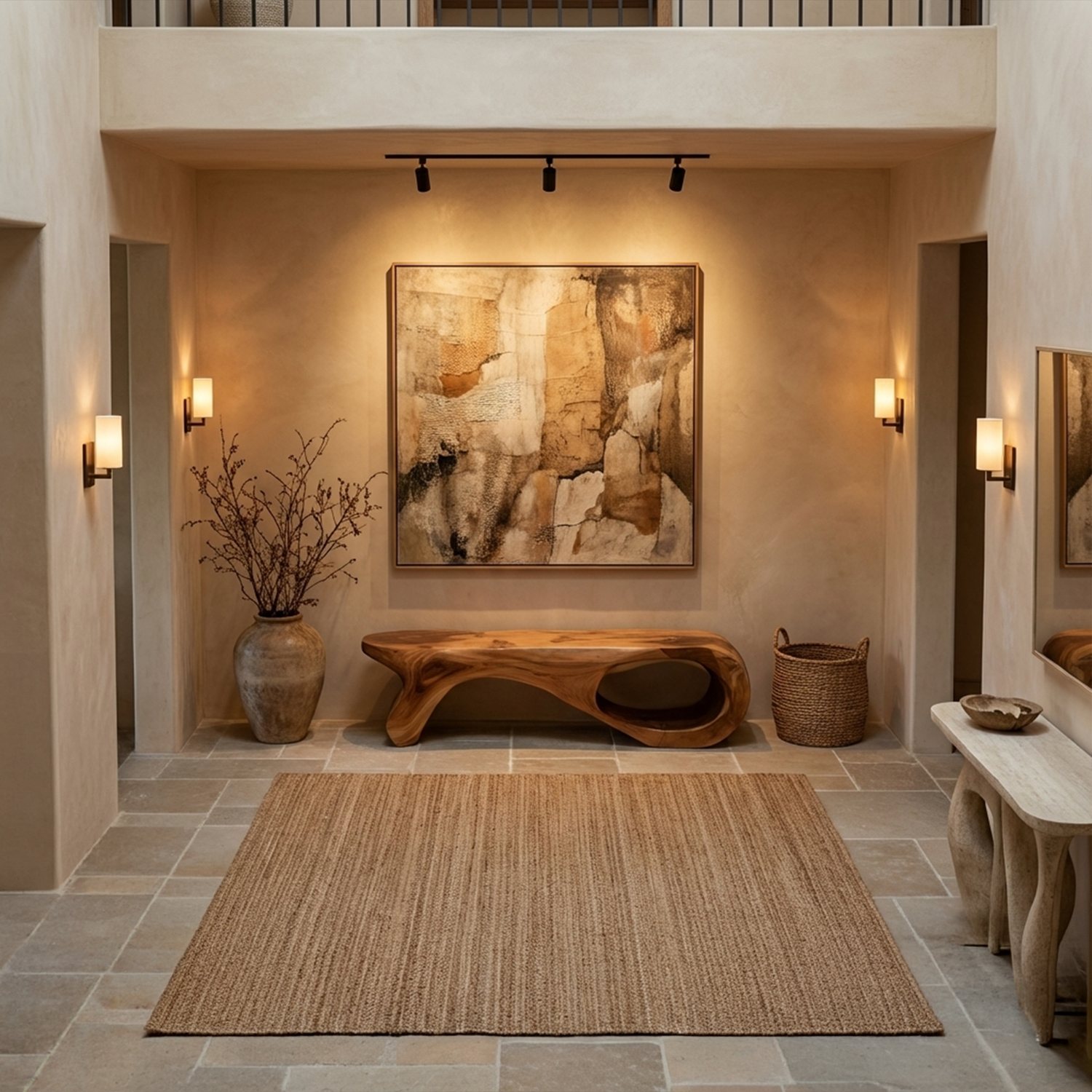 Artistic Sculptural Organic Bench For Entryway Decor
