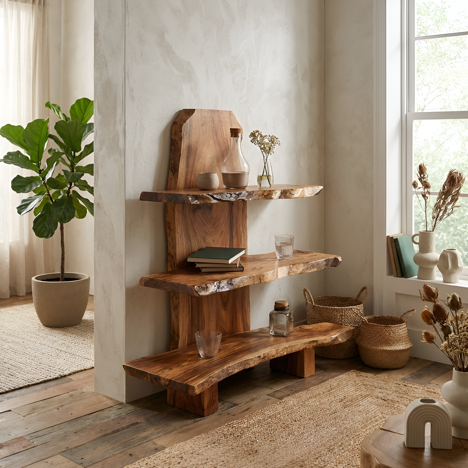 Contemporary Handmade Spice Shelf For Kitchen Storage And Decor