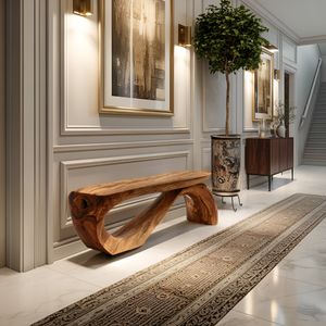 Minimal Organic Bench With Smooth Curved Form For Entryway