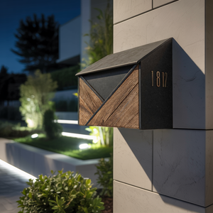 Modern Wooden Sculpture Mailbox For Outdoor Furniture Yard Accent