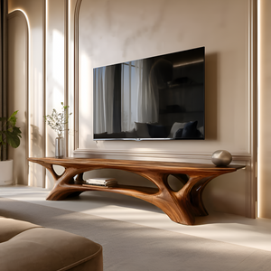 Organic TV Stand With Flowing Curved Design For Modern Home