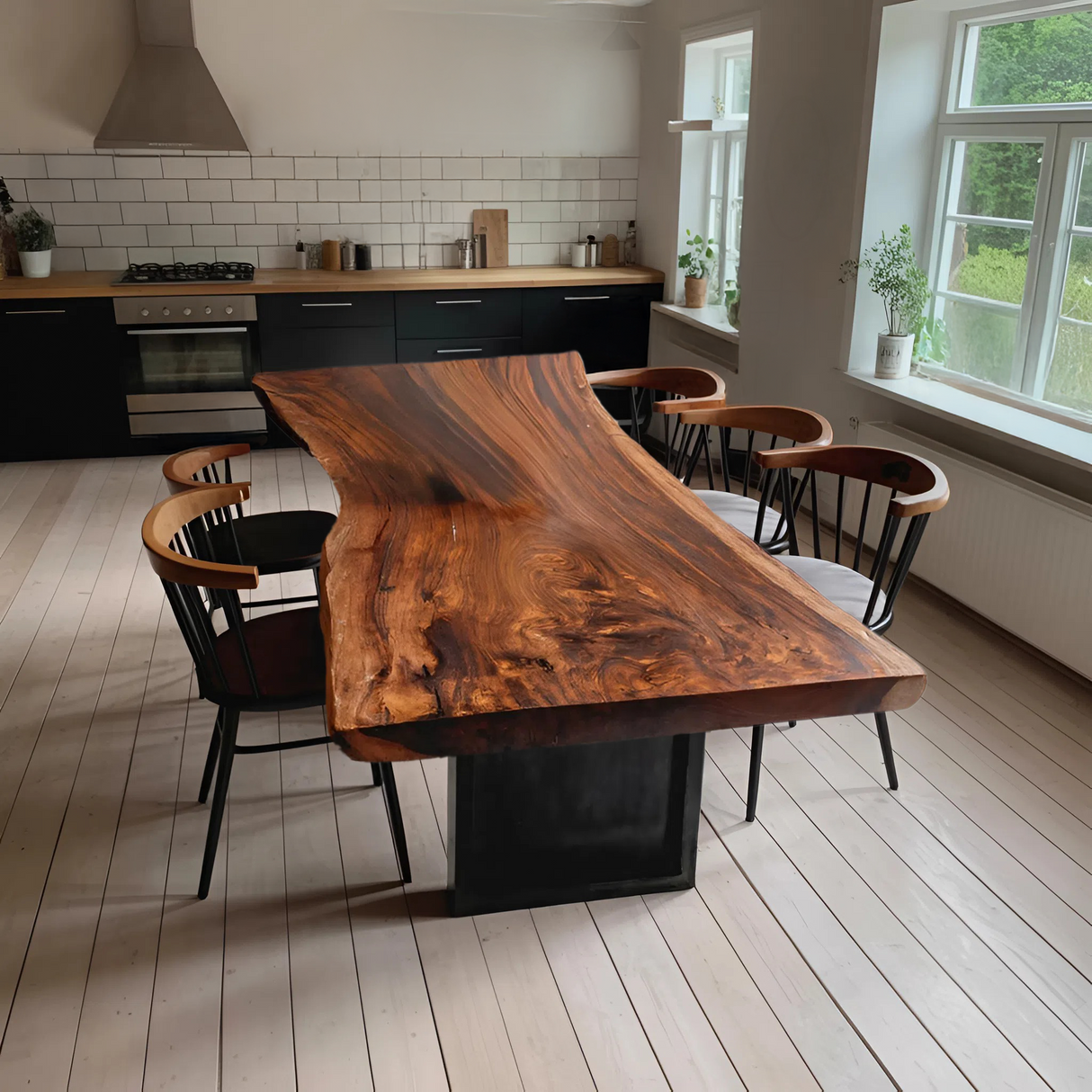 Furniture Decor Modern Wooden Live Edge Dining Table Minimal