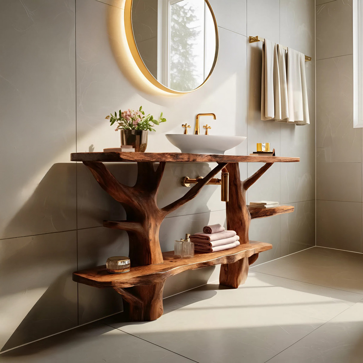 Mid Century Solid Wood Vanity Furniture Decor For Modern Bathroom