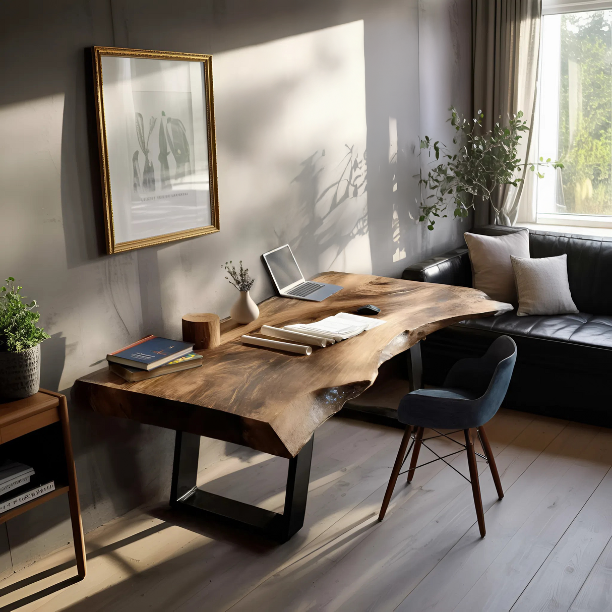 Farmhouse Wooden Live Edge Desk For Bedroom Decor