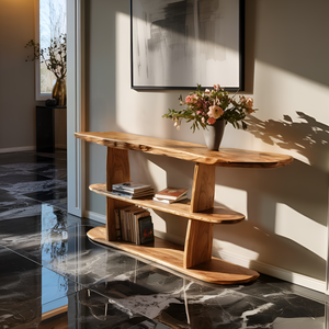 Mid Century Live Edge Console Table For Contemporary Decor
