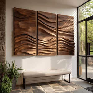 Mid Century Wooden Wall Sculpture For Entryway Decor