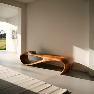 Minimalist Bench Curved Design For Modern Hallway Seating