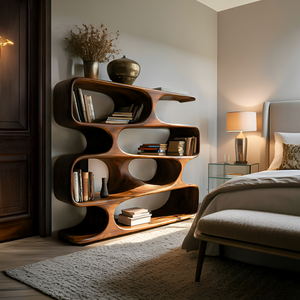 Modern Curved Bookcase For Living Room Decor