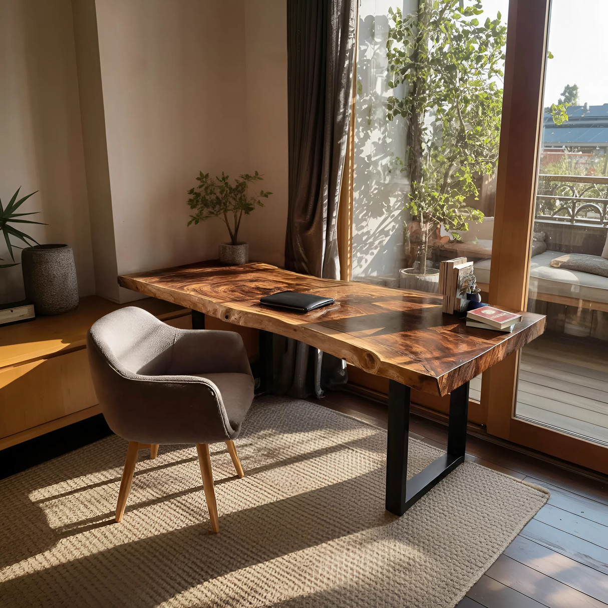 Handcrafted Wooden Live Edge Desk For Furniture Decor