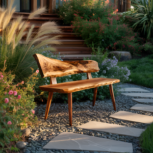 Minimal Outdoor Wooden Bench For Green Garden