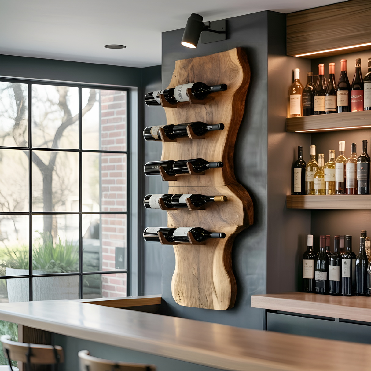 Modern Solid Wood Wine Rack For Living Room And Bar Display