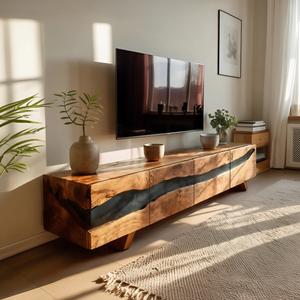 Mid Century Solid Wood Entertainment Stand For Decor