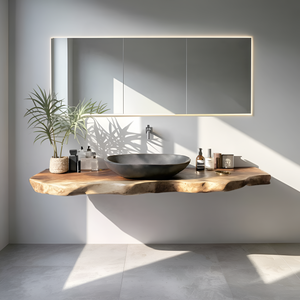 Rustic Bathroom Vanity With Live Edge Wood Detail